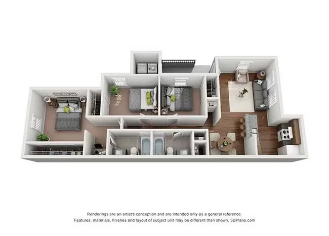 Three Bedroom 3212 floor plan